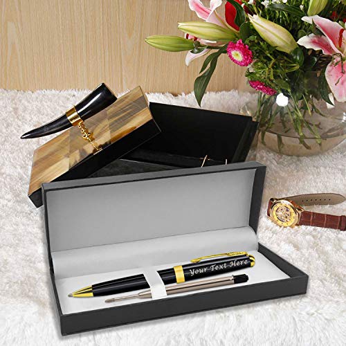 Bolígrafo retráctil con grabado personalizado para hombre, tinta negra, color dorado y negro