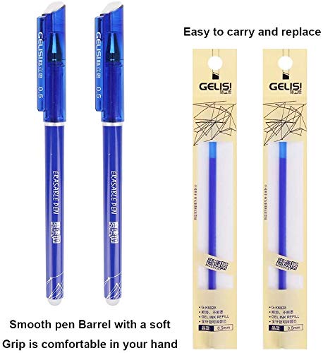 Boligrafos Borrables,BBLIKE Plumas de fricción 12PCS Rollerball borrable y 20 recambios de bolígrafo, más pinceles de tinta más bolígrafos de tinta de gel Punta de 0,5 mm
