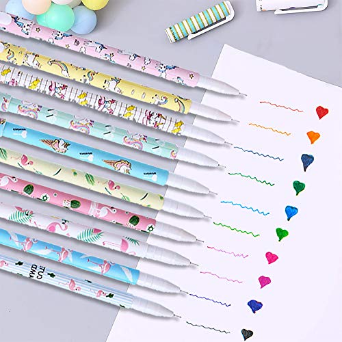 Bolígrafos de unicornio para niñas, regalo de cumpleaños escolar, Aperil juego de bolígrafos de unicornio para escribir con tinta negra suave para niños de 3 4 5 6 7 8 9 10 años, 10 unidades