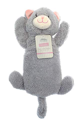 Bolsa de agua caliente con unicornio Pug Pingüino Mono Felpa Cubierta súper blanda Goma natural de primera calidad Bolsa de agua caliente de 1 litro: ayuda a brindar calidez y comodidad (gato gris)