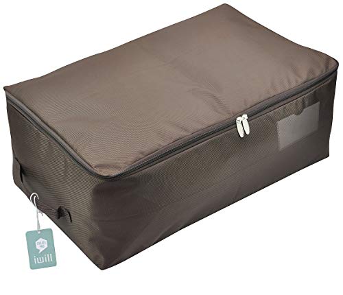 Bolsa de almacenamiento suave para guardarropas, buena para suéteres, abrigos, ropa de invierno, chaquetas de plumas, caja de almacenamiento a prueba de polillas con cremallera, marrón