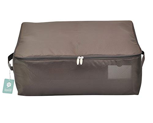 Bolsa de almacenamiento suave para guardarropas, buena para suéteres, abrigos, ropa de invierno, chaquetas de plumas, caja de almacenamiento a prueba de polillas con cremallera, marrón