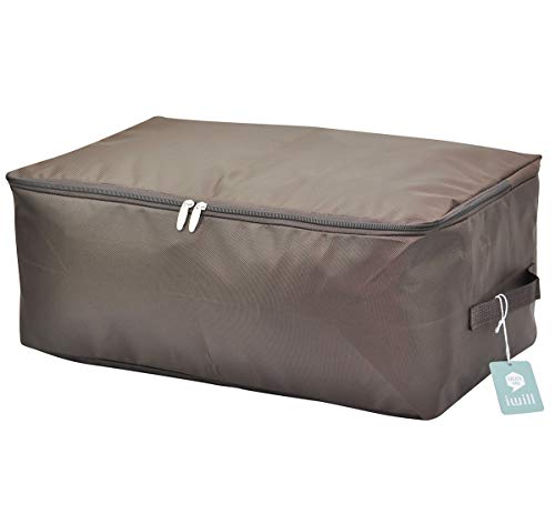 Bolsa de almacenamiento suave para guardarropas, buena para suéteres, abrigos, ropa de invierno, chaquetas de plumas, caja de almacenamiento a prueba de polillas con cremallera, marrón