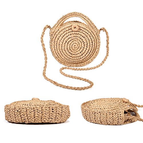 Bolsa de Bandolera de Paja, JOSEKO Mujeres Tejido Bolsa de Hombro Summer Beach Purse para el Uso Diario de Viajes