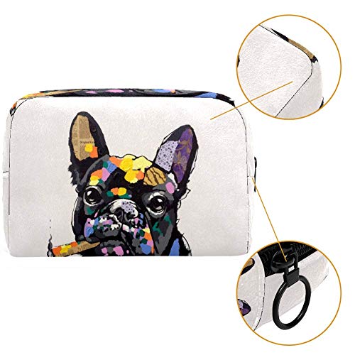 Bolsa de cosméticos Bulldog Francés Bolsa de maquillaje Organizador para viajes portátil Neceser para niñas y mujeres