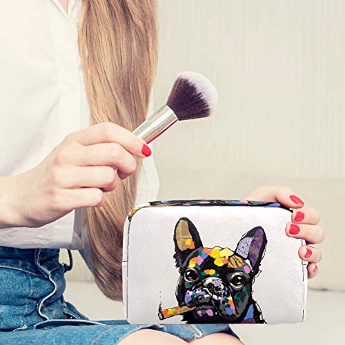 Bolsa de cosméticos Bulldog Francés Bolsa de maquillaje Organizador para viajes portátil Neceser para niñas y mujeres