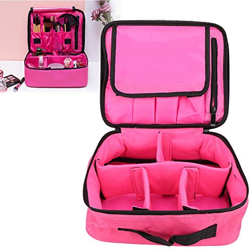 Bolsa de maquillaje con divisores múltiples, Dekaim Divisores múltiples Herramientas de tatuaje portátiles Bolsa de almacenamiento de herramientas cosméticas(Rose Red Slot Pockets)