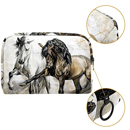 Bolsa de maquillaje portátil de alce abstracta bolsa de viaje cosmética bolsa organizador grande para mujeres y niñas Multi03. 18.5x7.5x13cm/7.3x3x5.1in