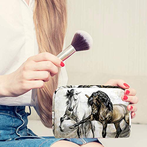 Bolsa de maquillaje portátil de alce abstracta bolsa de viaje cosmética bolsa organizador grande para mujeres y niñas Multi03. 18.5x7.5x13cm/7.3x3x5.1in