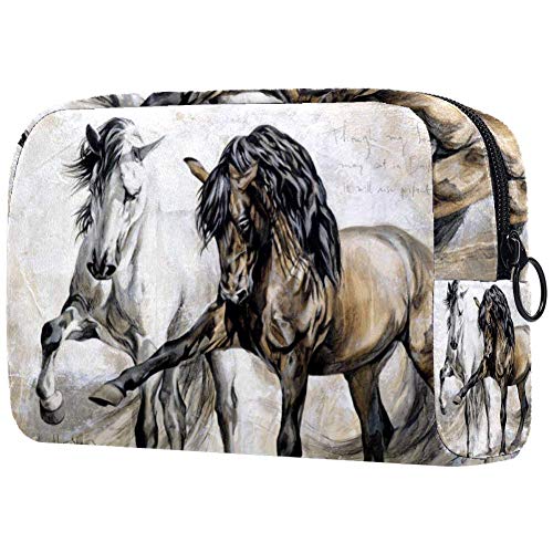 Bolsa de maquillaje portátil de alce abstracta bolsa de viaje cosmética bolsa organizador grande para mujeres y niñas Multi03. 18.5x7.5x13cm/7.3x3x5.1in
