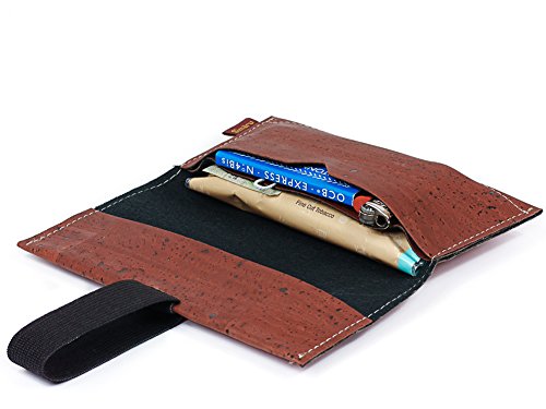 Bolsa para Tabaco Hecha de Corcho/Piel de Corcho Vegana - Funda, Estuche para Tabaco de Liar con Compartimento Adicional para mechero, filtros y Papeles by SIMARU (Rojo)