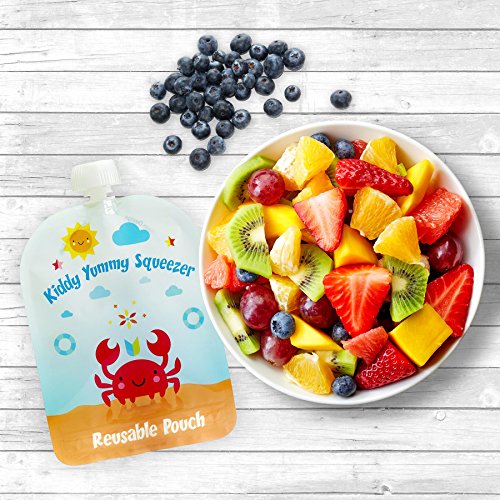 Bolsa reutilizable para alimentos - Bolsas recargables para bebés y niños de todas las edades. Paquete de 6 bolsas grandes