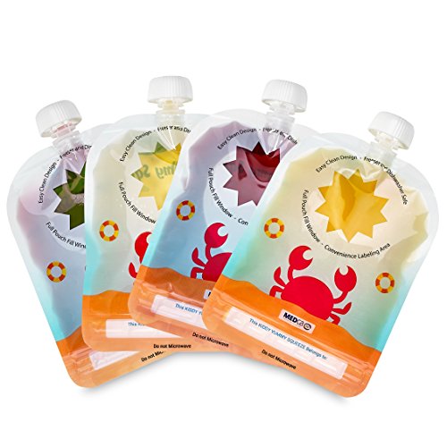 Bolsa reutilizable para alimentos - Bolsas recargables para bebés y niños de todas las edades. Paquete de 6 bolsas grandes