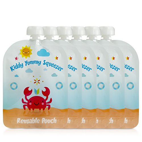 Bolsa reutilizable para alimentos - Bolsas recargables para bebés y niños de todas las edades. Paquete de 6 bolsas grandes