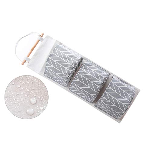Bolsas de Almacenamiento para Colgar en la Pared  3 Piezas de Tela de Lino Colgando Organizador de Bolsillo con 3 Bolsillos para Cocina Dormitorio Baño Oficina