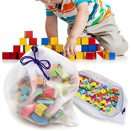 Bolsas reutilizables, Bolsa de Producción Bolsas de Malla Reutilizables Para Almacenamiento Frutas/ Verduras, Juguetes, Lavable y Protección del Medio Ambiente, 3 Tamaños
