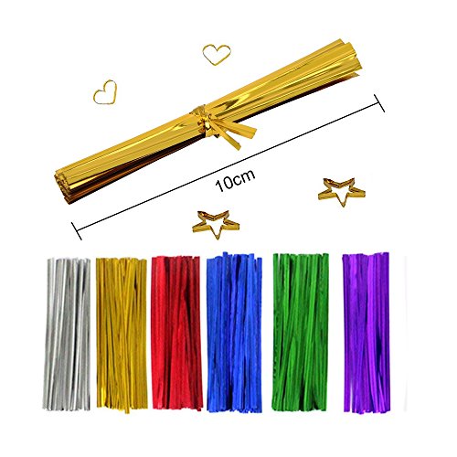 Bolsas transparentes de celofán, Simuer 200 piezas Clara bolsas de cono Bolsas de lástico OPP con Assorted Twist Ties para Candy Chocolate Cookie.