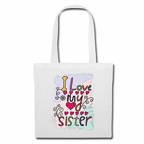 Bolsillo Bolso Bolsa AMO A MI HERMANA Amo a mi hermana regalos de cumpleaños Navidad Pascua Bolsa de deporte Bolsas de Blanco