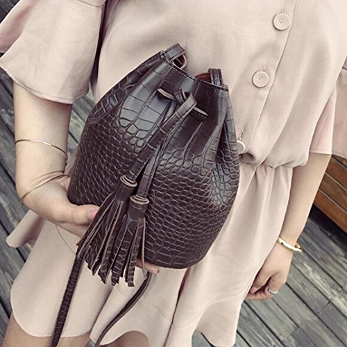 Bolso Bandolera Bolsa de Hombro de Piel Grande Marrón para Mujer y Shoppers por ESAILQ V