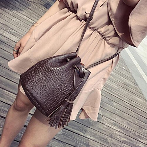 Bolso Bandolera Bolsa de Hombro de Piel Grande Marrón para Mujer y Shoppers por ESAILQ V