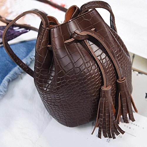 Bolso Bandolera Bolsa de Hombro de Piel Grande Marrón para Mujer y Shoppers por ESAILQ V
