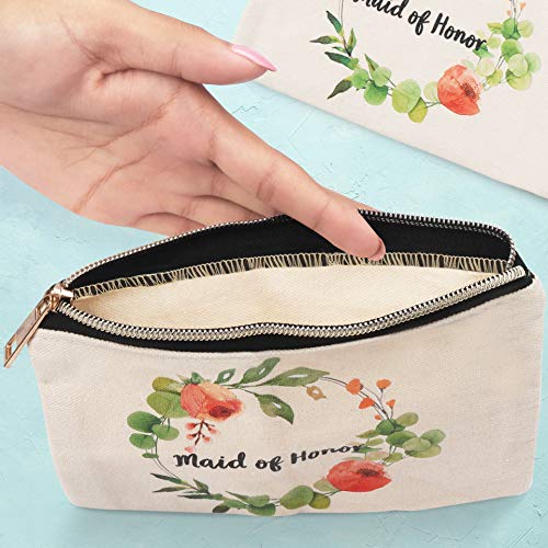 Bolso Cosmetico Despedida de Soltera (Pack de 5) - (18,4x 12,6cm) Bolsa Aseo de Tela para Regalos de Boda, Regalos de Fiestas, Accesorio Tribu Novia - Bolso Neceser