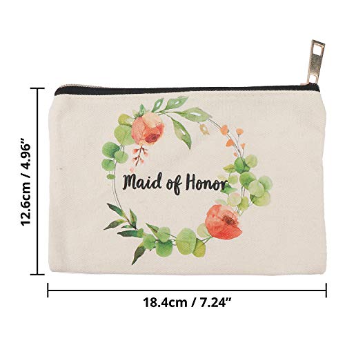 Bolso Cosmetico Despedida de Soltera (Pack de 5) - (18,4x 12,6cm) Bolsa Aseo de Tela para Regalos de Boda, Regalos de Fiestas, Accesorio Tribu Novia - Bolso Neceser