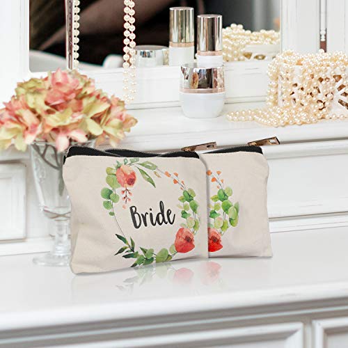 Bolso Cosmetico Despedida de Soltera (Pack de 5) - (18,4x 12,6cm) Bolsa Aseo de Tela para Regalos de Boda, Regalos de Fiestas, Accesorio Tribu Novia - Bolso Neceser