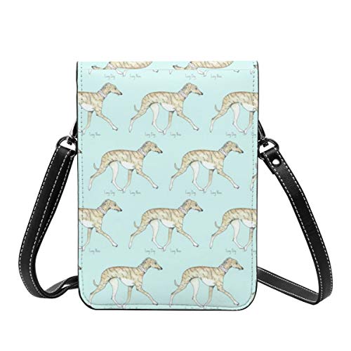 Bolso cruzado pequeño para mujer – Whippet para caminar con nariz larga brindle teléfono móvil, monedero, cartera multiusos, de piel sintética suave