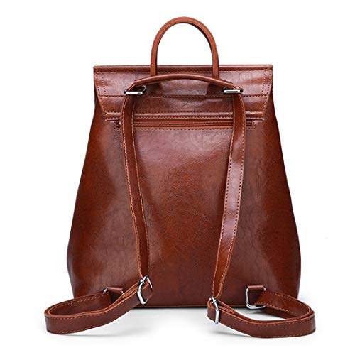 Bolso de Escuela Bolsa de Viaje para niñas Vintage Leather Mochila Mujer Mujeres Famosas Mochila de Gran Capacidad Dark Red 13 Inches