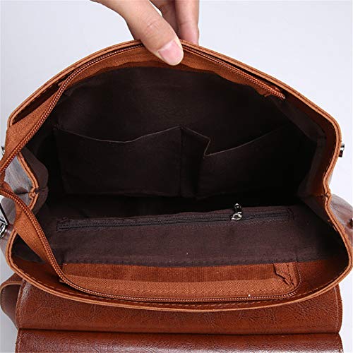 Bolso de Escuela Bolsa de Viaje para niñas Vintage Leather Mochila Mujer Mujeres Famosas Mochila de Gran Capacidad Dark Red 13 Inches