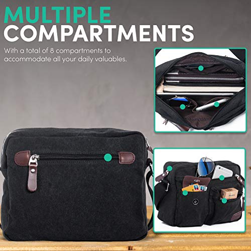 Bolso de Hombro Bandolera de Lona Retro Bolsa de Mensajero Bolsos Messenger Bag para Hombres Mujers Deportes, Trabajo, Casual, Viajes, la Escuela Hengwin