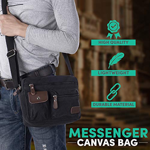 Bolso de Hombro Bandolera de Lona Retro Bolsa de Mensajero Bolsos Messenger Bag para Hombres Mujers Deportes, Trabajo, Casual, Viajes, la Escuela Hengwin