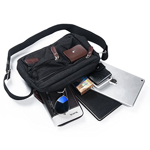 Bolso de Hombro Bandolera de Lona Retro Bolsa de Mensajero Bolsos Messenger Bag para Hombres Mujers Deportes, Trabajo, Casual, Viajes, la Escuela Hengwin