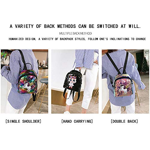 Bolso de Hombro de Moda de Dibujos Animados 2019 Nueva Mochila Coreana Salvaje Tendencia PU Lentejuela bebé Mochila de Viaje púrpura