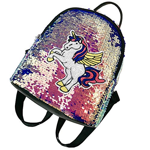 Bolso de Hombro de Moda de Dibujos Animados 2019 Nueva Mochila Coreana Salvaje Tendencia PU Lentejuela bebé Mochila de Viaje púrpura