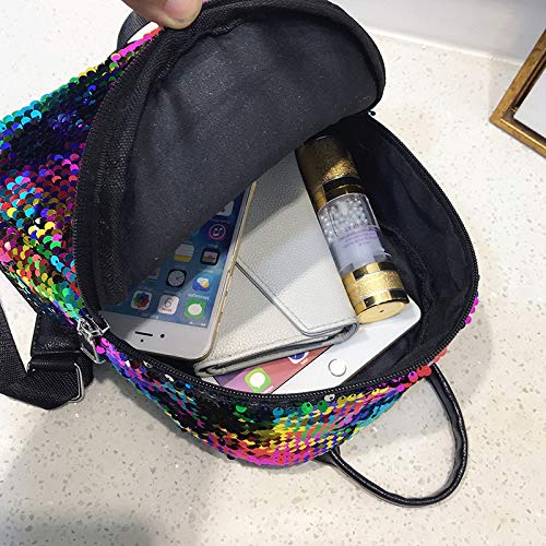 Bolso de Hombro de Moda de Dibujos Animados 2019 Nueva Mochila Coreana Salvaje Tendencia PU Lentejuela bebé Mochila de Viaje púrpura