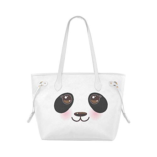 Bolso de hombro para portátil Kawaii Funny Panda Bozal blanco con mejillas rosadas Un bolso de hombro clásico Bolso de viaje Tote de gran capacidad resistente al agua con mango duradero
