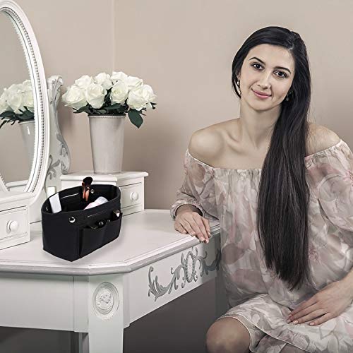 Bolso Organizador de Fieltro Multifuncionales Bolsillos de Viaje Ordenado Bolsos Insertar Portátil Cosmético Maquillaje Almacenaje Negro