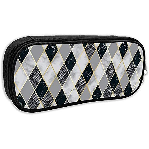 Bolso Para Bolígrafo Bolso De Mármol Y Piel De Serpiente Estuche De Lápices Geométrico De Lujo Estuche Estacionario Maquillaje Bolsa De Cosméticos