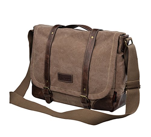 Bolsos Bandolera para Hombre Lona y PU Bolso de Bandolera Bolsa de Mensajero GZ00206 (Marrón261)