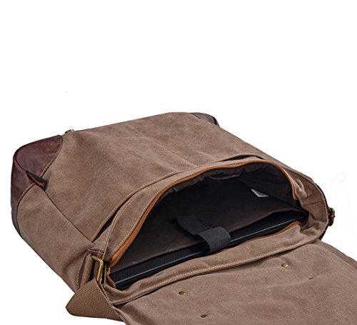 Bolsos Bandolera para Hombre Lona y PU Bolso de Bandolera Bolsa de Mensajero GZ00206 (Marrón261)