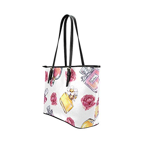 Bolsos de mujer para mujer Perfume romántico Bolso de mano de cuero de perfume colorido retro Bolso de mano Bolsos con cremallera Organizador de hombro para dama Niñas Bolso de almuerzo para