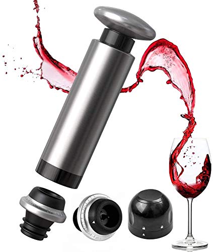Bomba de vacío con 2 tapones para botella, sellador de champán y cortador de vino de papel de aluminio para conservar el vino fresco, el mejor regalo para los amantes del vino.
