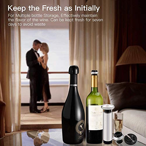 Bomba de vacío con 2 tapones para botella, sellador de champán y cortador de vino de papel de aluminio para conservar el vino fresco, el mejor regalo para los amantes del vino.