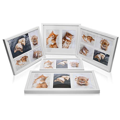 bomoe Marco de Fotos múltiple Galeria para 4 Fotos (1x 15x20 cm y 3X 10x15 cm) - Tamaño: 37,5x30x2,5 cm - Blanco