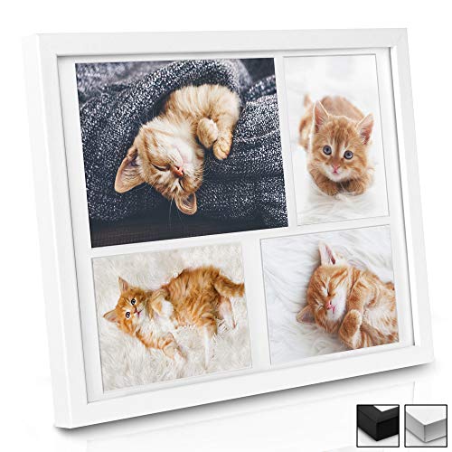 bomoe Marco de Fotos múltiple Galeria para 4 Fotos (1x 15x20 cm y 3X 10x15 cm) - Tamaño: 37,5x30x2,5 cm - Blanco