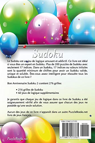 Bon Anniversaire Sudoku - Volume 2 - 276 Grilles