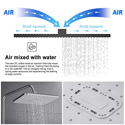 BONADE Columna de Duchas Conjunto de Ducha sin Grifo Sistema de Ducha para Baño con Ducha de Lluvia Rectángulo y 3 Funciones Ducha de Mano, Barra de Ducha Ajustable, Agua Fría y Caliente