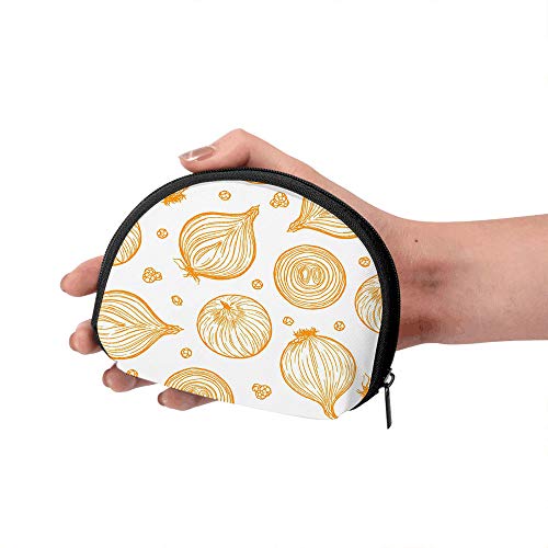 Bonito bosquejado Hecho a Mano Alimentos y Bebidas Cebolla Naturaleza Monedero Cambio Bolsa de Efectivo Cremallera Monedero pequeño Carteras Bolsa de cosméticos Bolsa de Almacenamiento